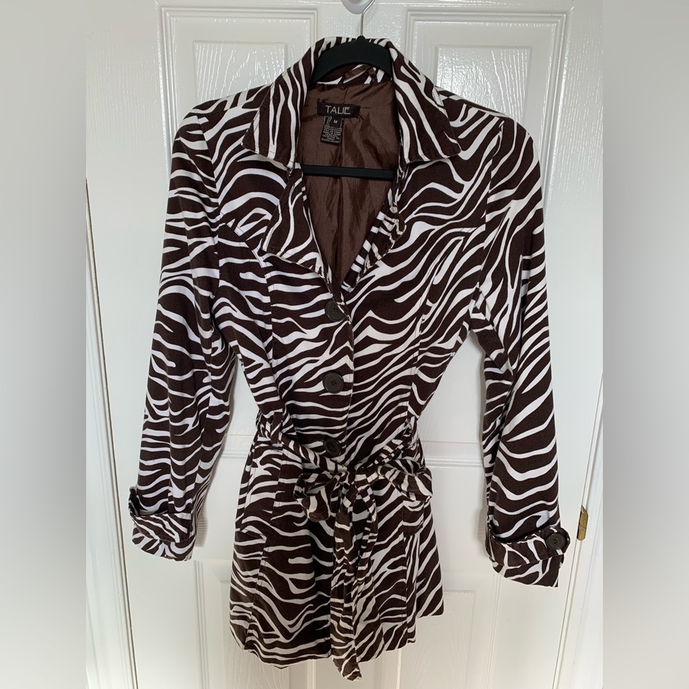 Talie Brown & White Animal Print Zebra Print Chic Y2K Jacket Feminine Trending